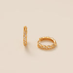 Diamond Twisted Circle Pave Hoops in gold