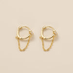 Chain Dangle Hoops in gold