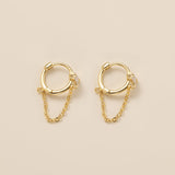 Chain Dangle Hoops in gold