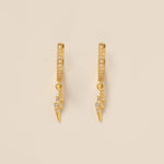 STMG Lightning Bolt Dangle Hoops in gold