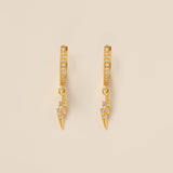 STMG Lightning Bolt Dangle Hoops in gold