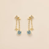 STMG Natural Blue Topaz Dangle Earrings 