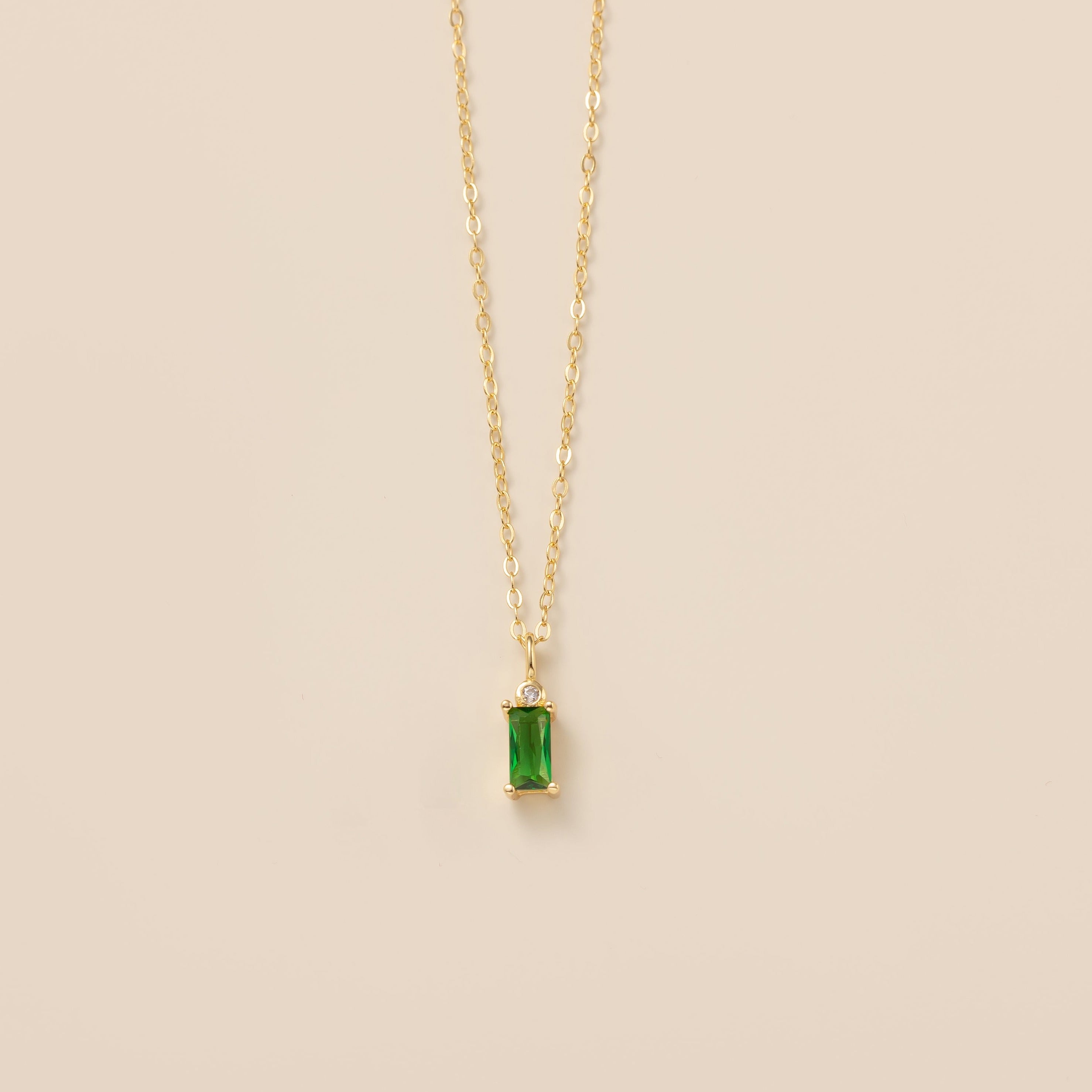 STMG Green Emerald Rectangle Necklace