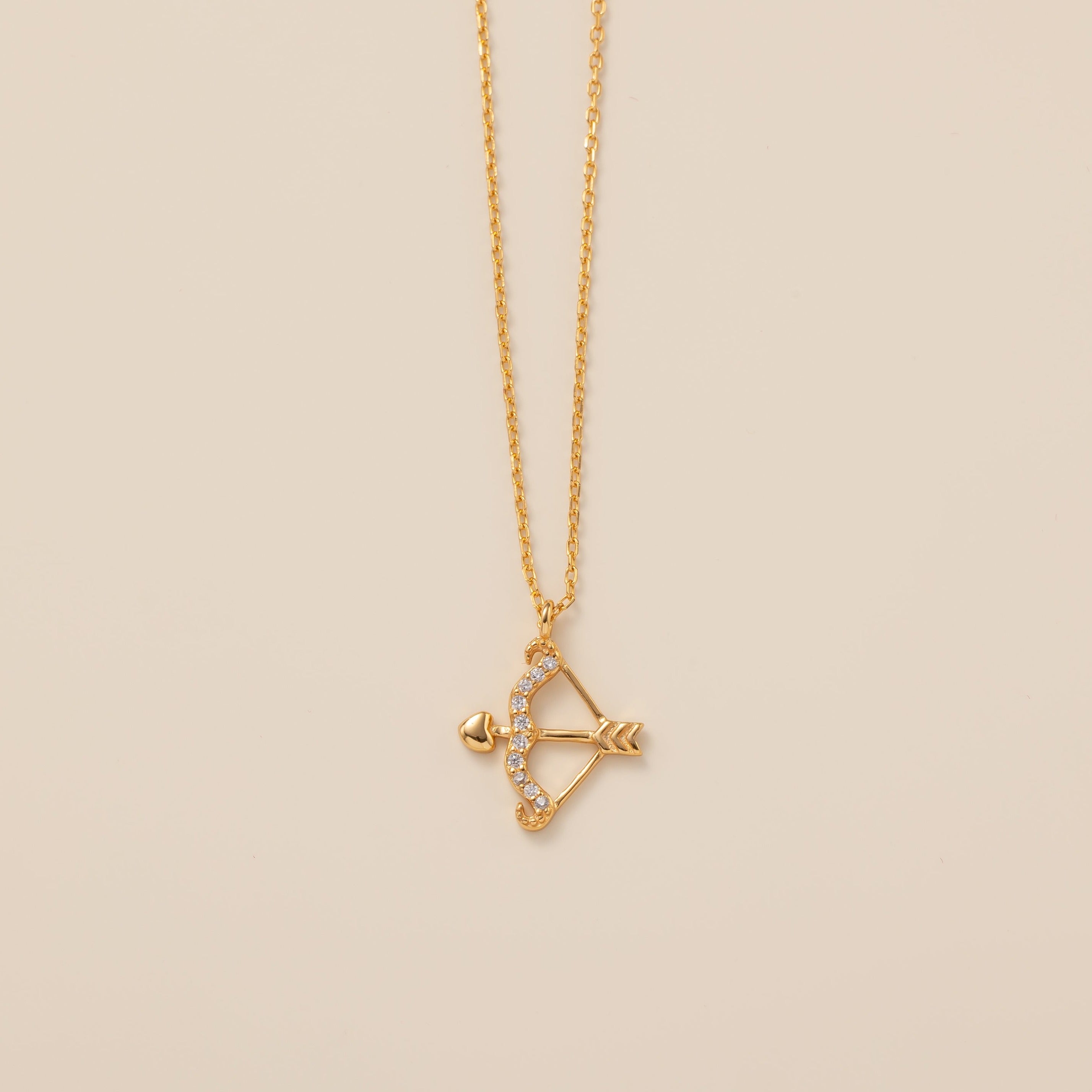 Cupid Bow And Arrow Necklace in gold