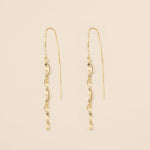 STMG Spiral Wave Dangle Threader Earrings in gold