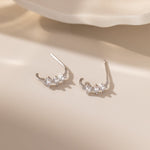 Curved Tiny Stud Earrings in silver