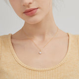 STMG Sunflower Necklace in gold on neck