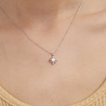 STMG Starburst Necklace in silver on neck