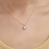 STMG Starburst Necklace in silver on neck