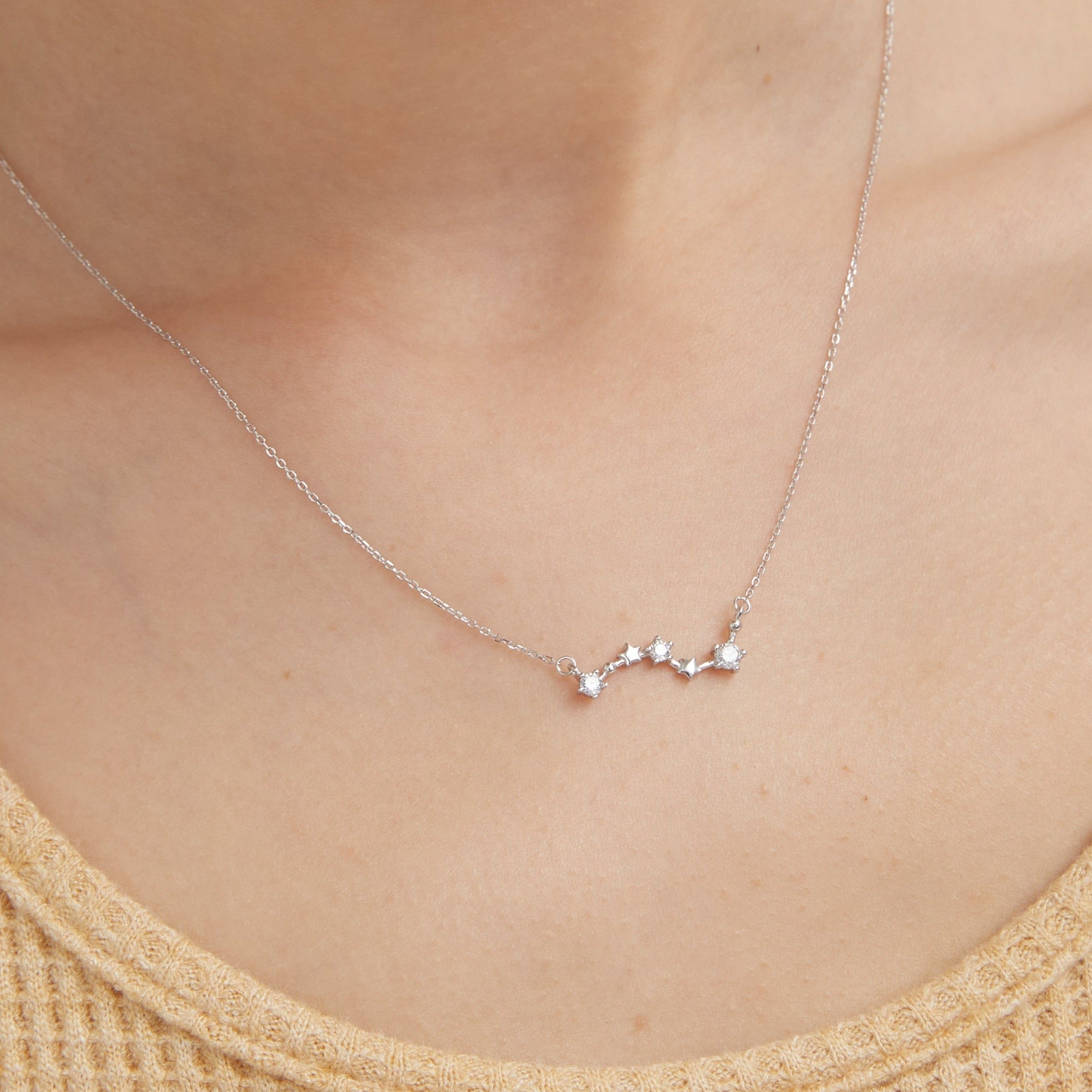 Big Dipper Plough Necklace on neck