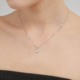 STMG Moonstone Droplet Necklace on neck