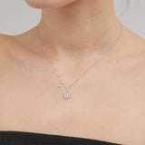 STMG Snowflake Necklace in silver on neck