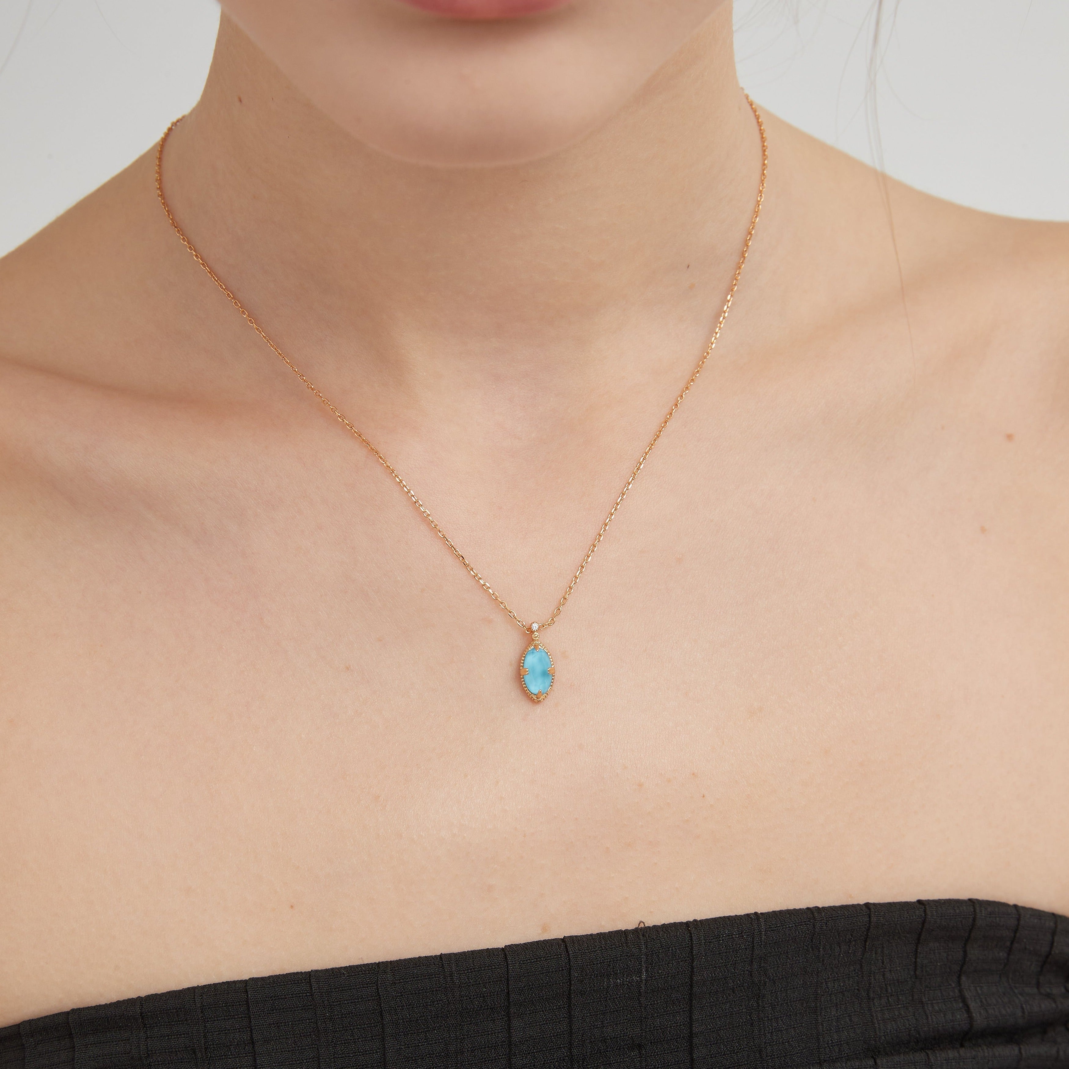 STMG Natural Turquoise Choker Necklace on neck