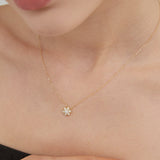 STMG Snowflake Necklace on neck