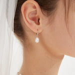 STMG Natural Pearl Dangle Hoops in silver