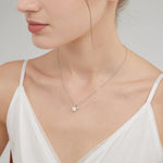 STMG Natural Freshwater Pearl Necklace in silver on neck