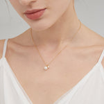 STMG Natural Freshwater Pearl Necklace in gold on neck