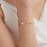 STMG Natural Bead Pearl Bracelet on hand