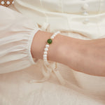 STMG Natural Pearl with Jade Bracelet on hand