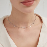 STMG Tassel Clavicle Choker Necklace in silver on neck