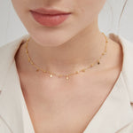 STMG Tassel Clavicle Choker Necklace in gold on neck