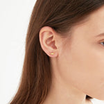 STMG Tanystropheus Dinosaur Stud Earrings in gold on ear