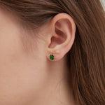 STMG Minimalist Emerald Earrings on ear