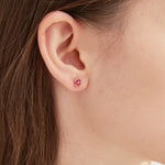 STMG Red Clover Tiny Earrings on ear