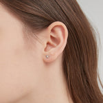 Butterfly Stud Style Earrings in silver on ear