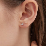 3-Leaf Clover Stud Earrings on Ear