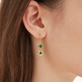 STMG Green Emerald Star Threader Earrings on ear