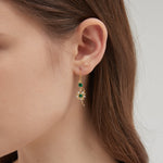 STMG Green Emerald Star Threader Earrings on ear