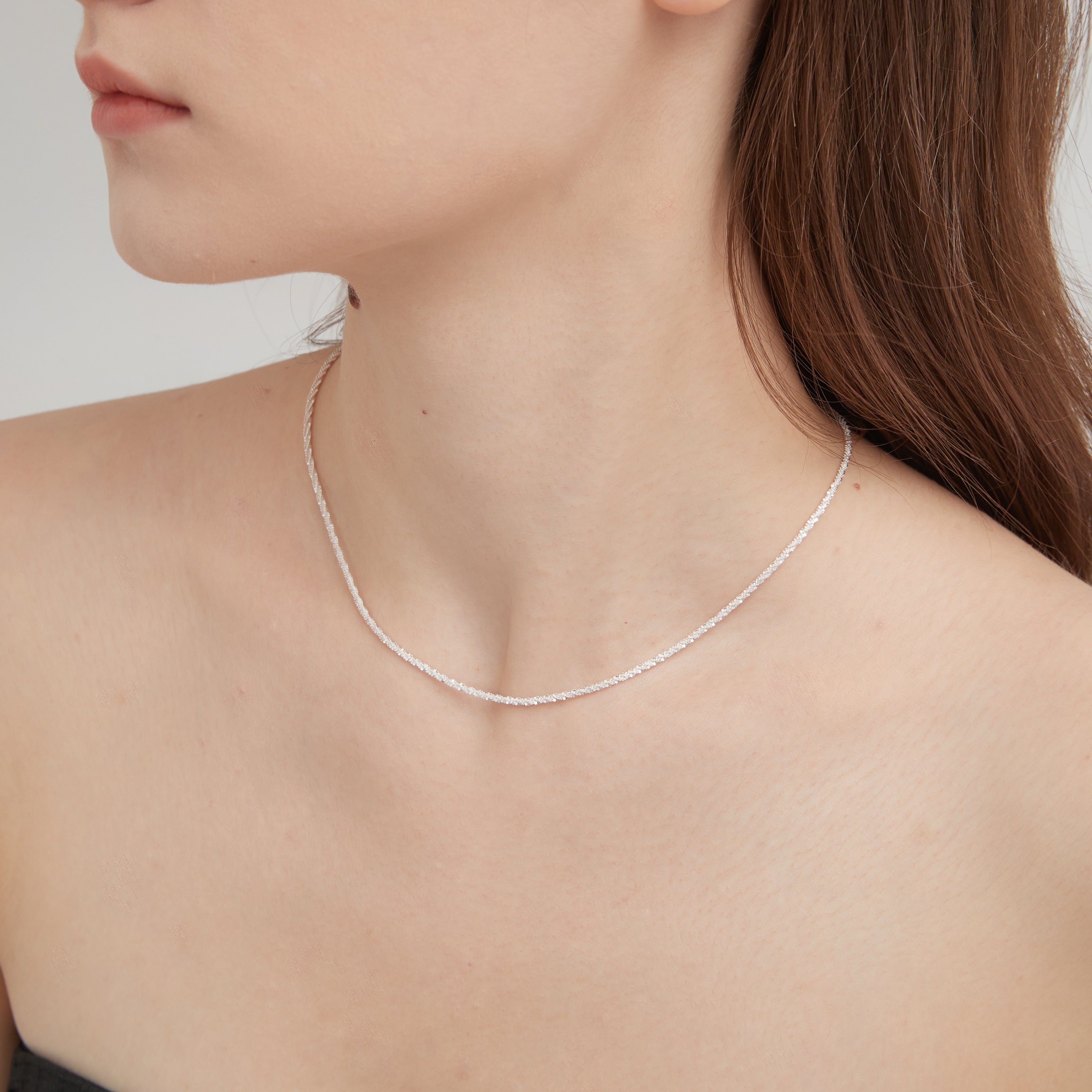 STMG Super Sparkling Choker Necklace on neck