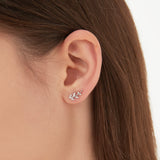 STMG Olive Leaf Stud Earrings in silver on ear