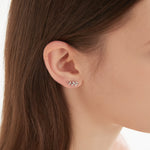 STMG Olive Leaf Stud Earrings in silver on ear