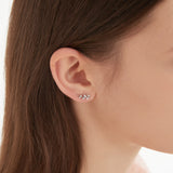 STMG Olive Leaf Stud Earrings in silver on ear