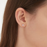 4-Leaf Clover Stud Earrings  in silver on ear