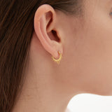 STMG Minimalist Lace Hoops in gold on ear