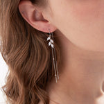 STMG Olive Leaf Threader Earrings on ear