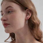 STMG Olive Leaf Threader Earrings on ear