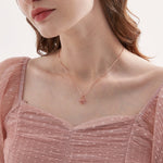 STMG Natural Rose Quartz Necklace on neck