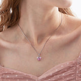 STMG Pink Heart Necklace on neck