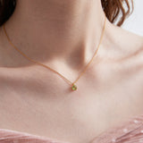 STMG Natural Peridot Necklace on neck