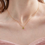 STMG Natural Peridot Necklace on neck