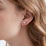 Flower Wreath Stud Earrings on ear