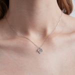 STMG Maple Leaf Necklace in silver on neck