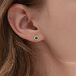 STMG Natural Green Chalcedony Stud Earrings on ear