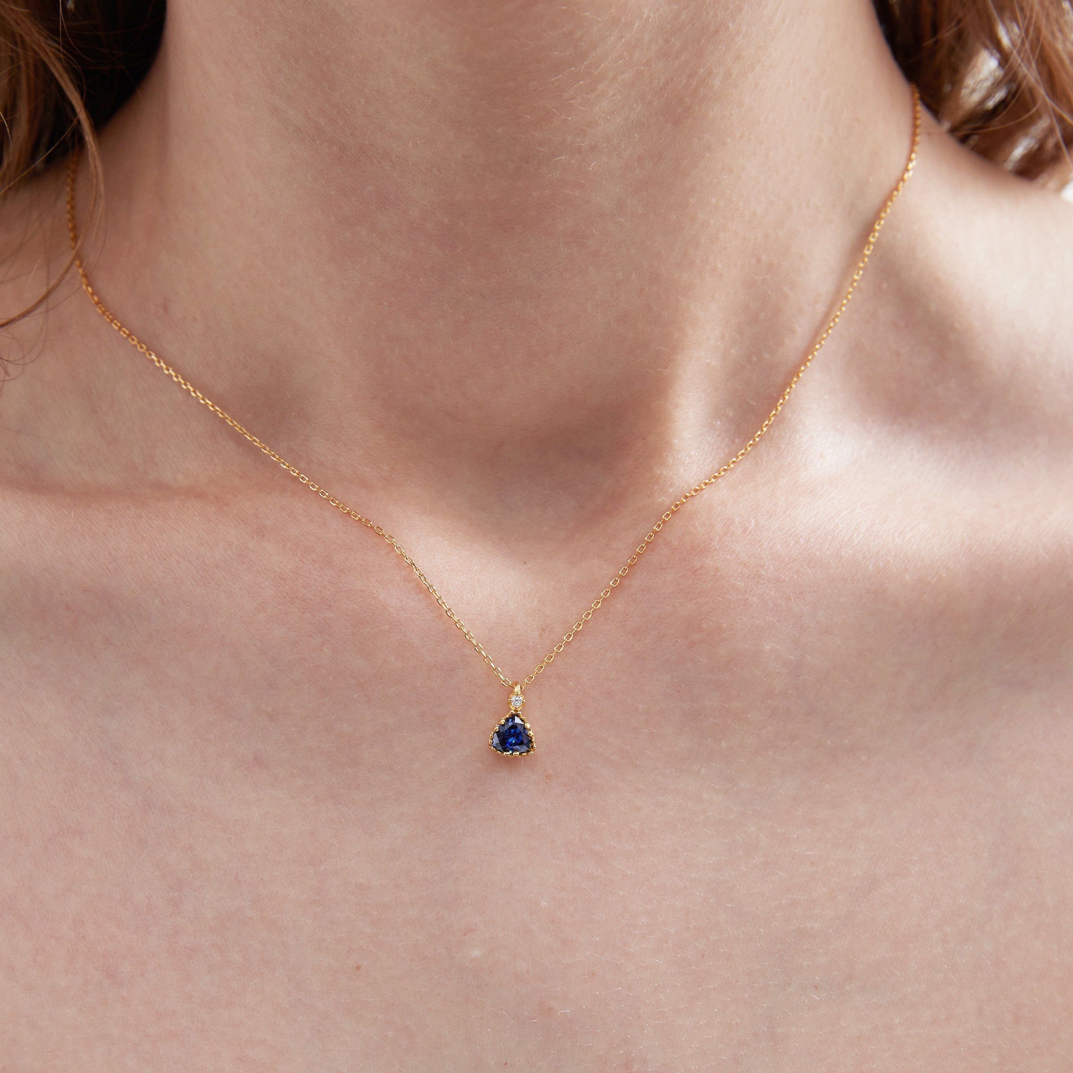 Blue Sapphire Necklace on neck