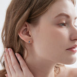 Blue Sapphire Stud Earrings on ear