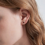 STMG Ruby Droplet Stud Earrings on ear